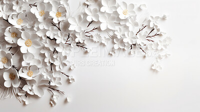 Paper flower decor on background. Abstract copy space concept.