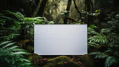 Tropical leaves around a white empty space in jungle. Copy space concept.