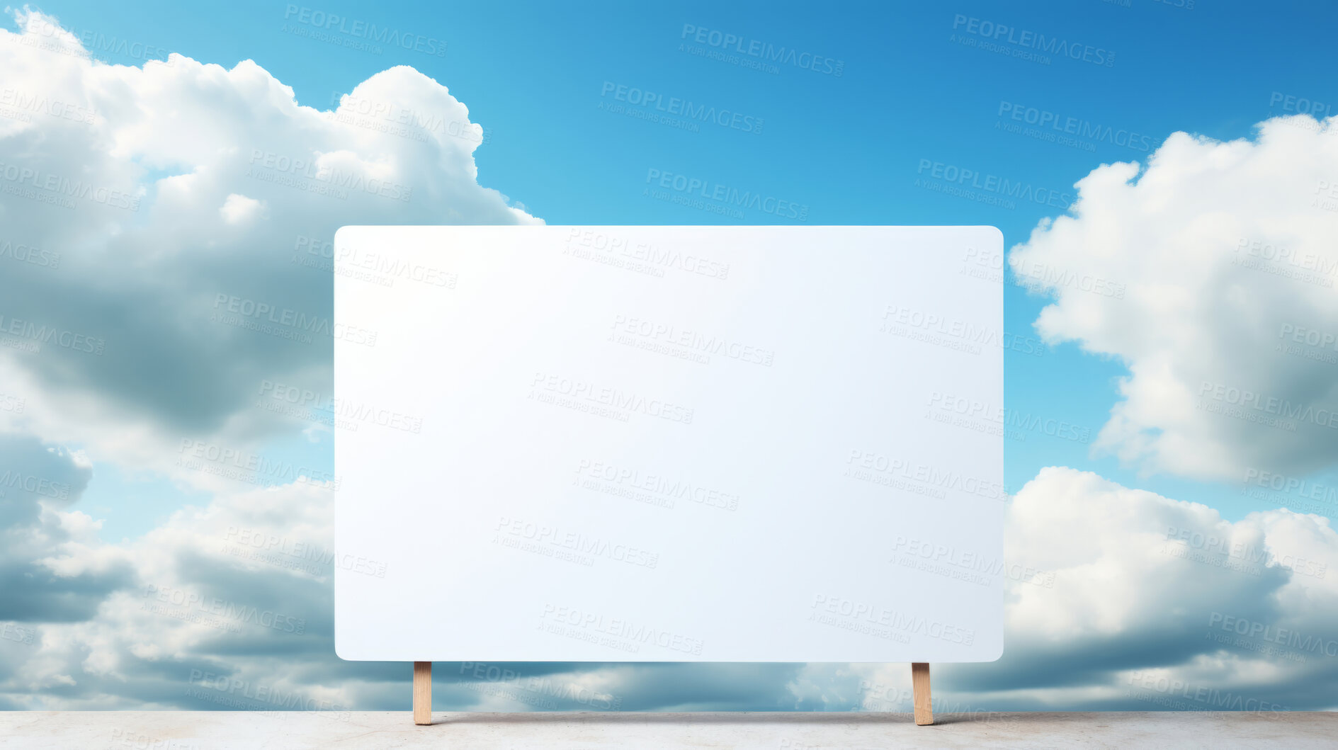 Buy stock photo Rectangle banner against cloudy background. Copy space concept.