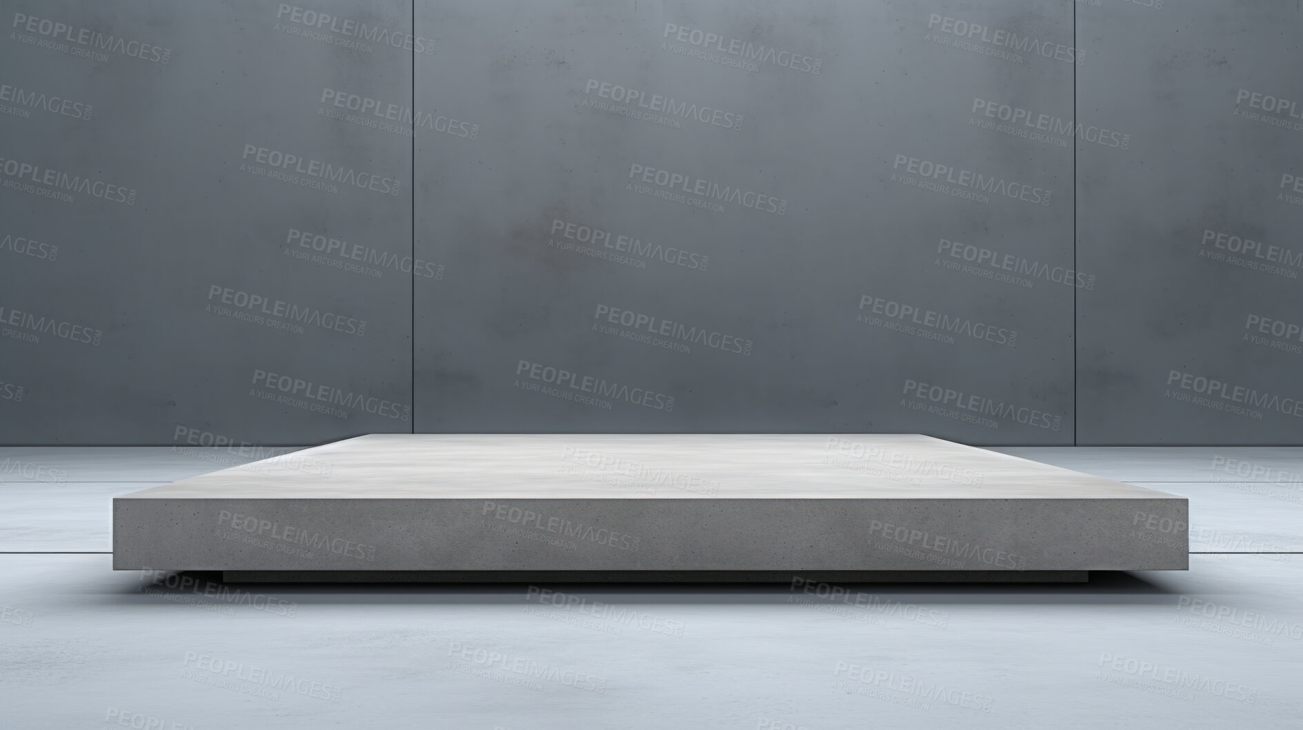 Buy stock photo Blank concrete space interior, 3d rendering or showroom platform for product display