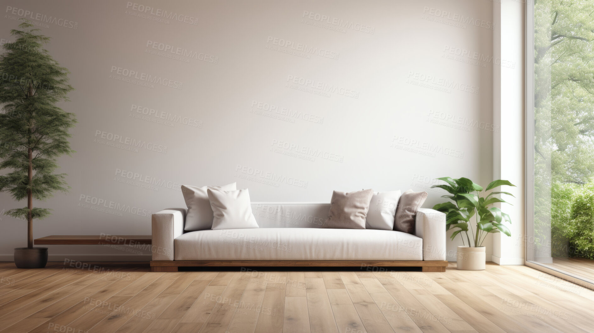 Buy stock photo Stylish interior design background. Couch and decor  in a modern living room