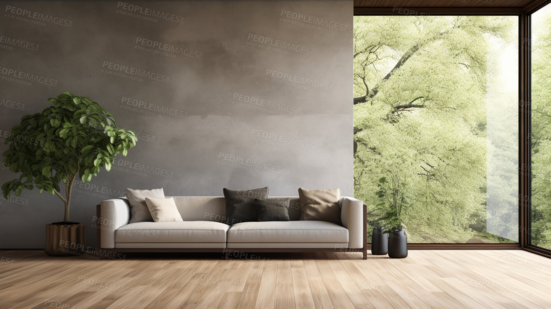 Buy stock photo Stylish interior design background. Couch and decor  in a modern living room