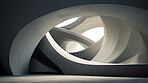 Abstract architecture design background, intricate futuristic concrete interior 3d render