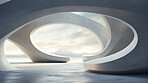 Abstract architecture design background, intricate futuristic concrete interior 3d render