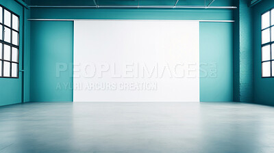 Minimal abstract empty interior background.Teal walls.