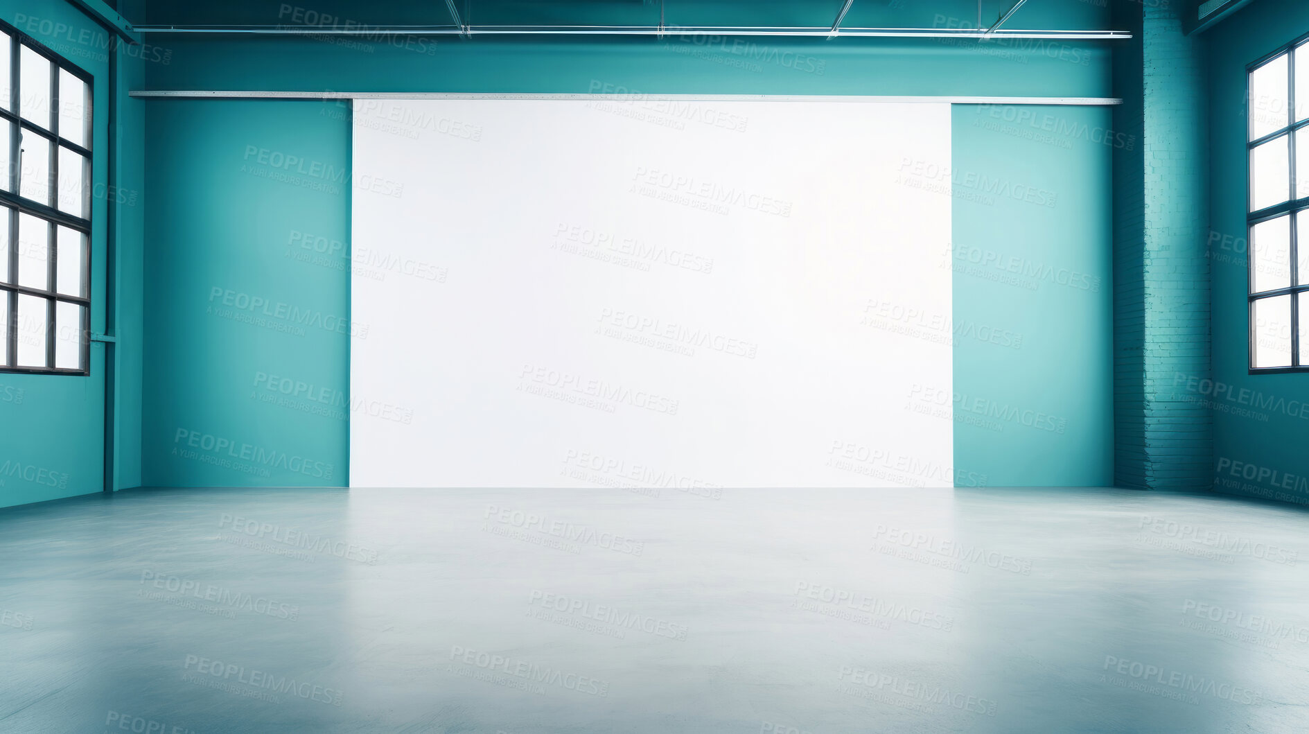 Buy stock photo Minimal abstract empty interior background.Teal walls.