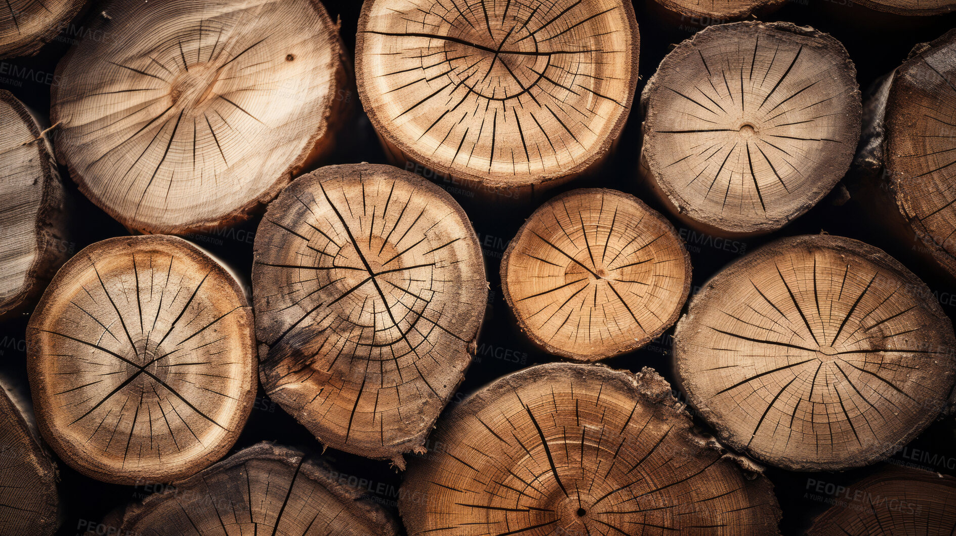 Buy stock photo Brown wood logs , wallpaper background, wooden texture. Copy space.