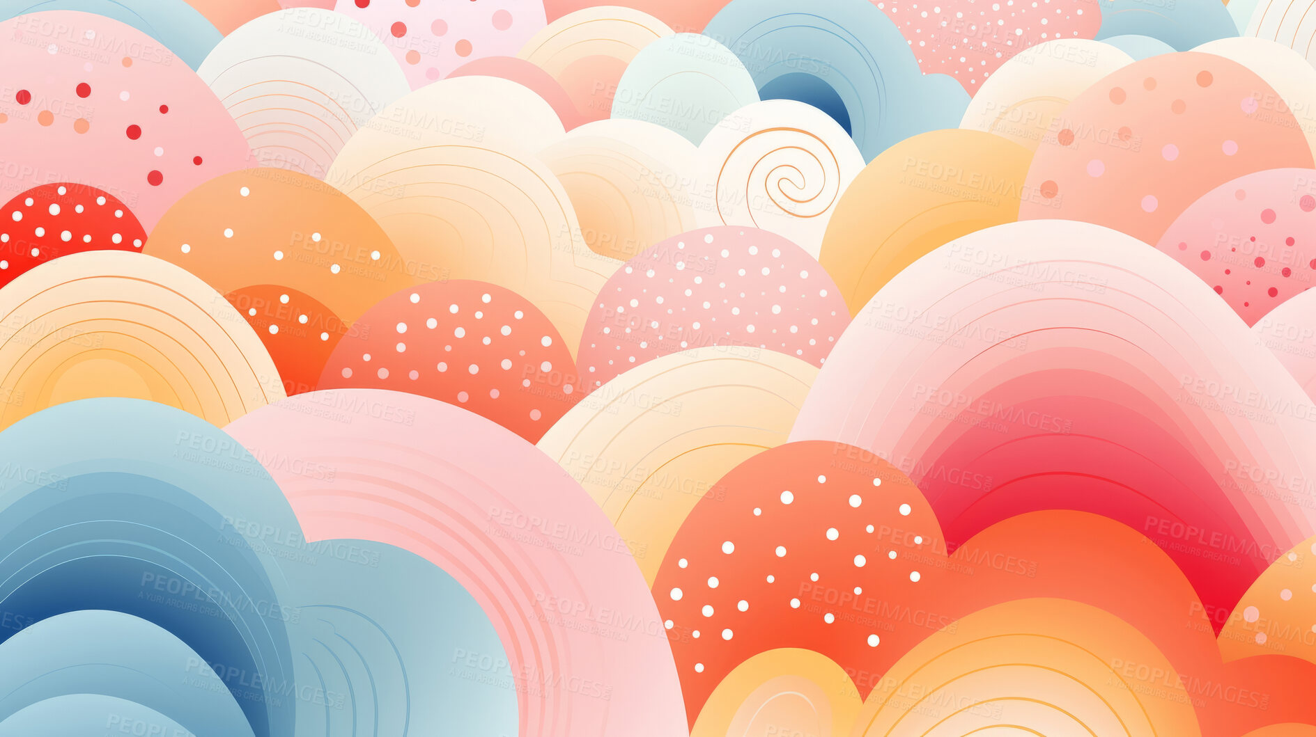 Buy stock photo Playful pastel colour, wave pattern. Abstract trendy background texture.