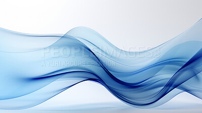 Transparent flowing waveform on white background. Abstract concept.