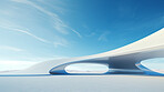 Render of futuristic architecture design detail with blue sky in background for showroom