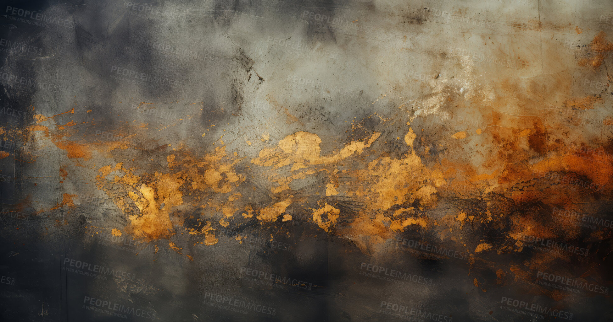 Buy stock photo Grungy gold wall abstract background texture.