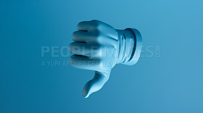 3D render of a thumbs down hand gesture to show disapproval or rejection