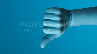 3D render of a thumbs down hand gesture to show disapproval or rejection
