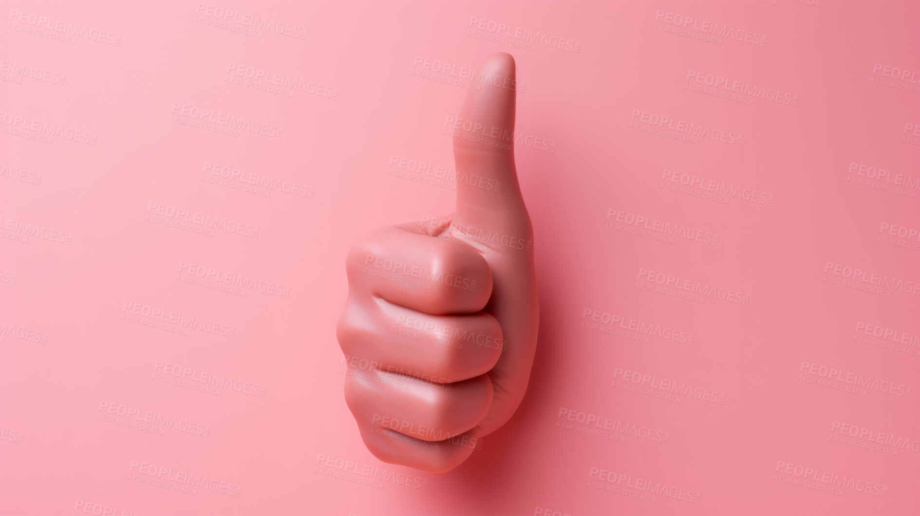 Buy stock photo 3D render of a thumbs up hand gesture to show approval, acceptance and confirmation