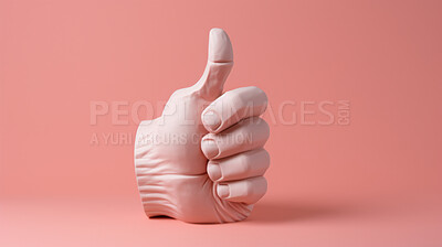 3D render of a thumbs up hand gesture to show approval, acceptance and confirmation