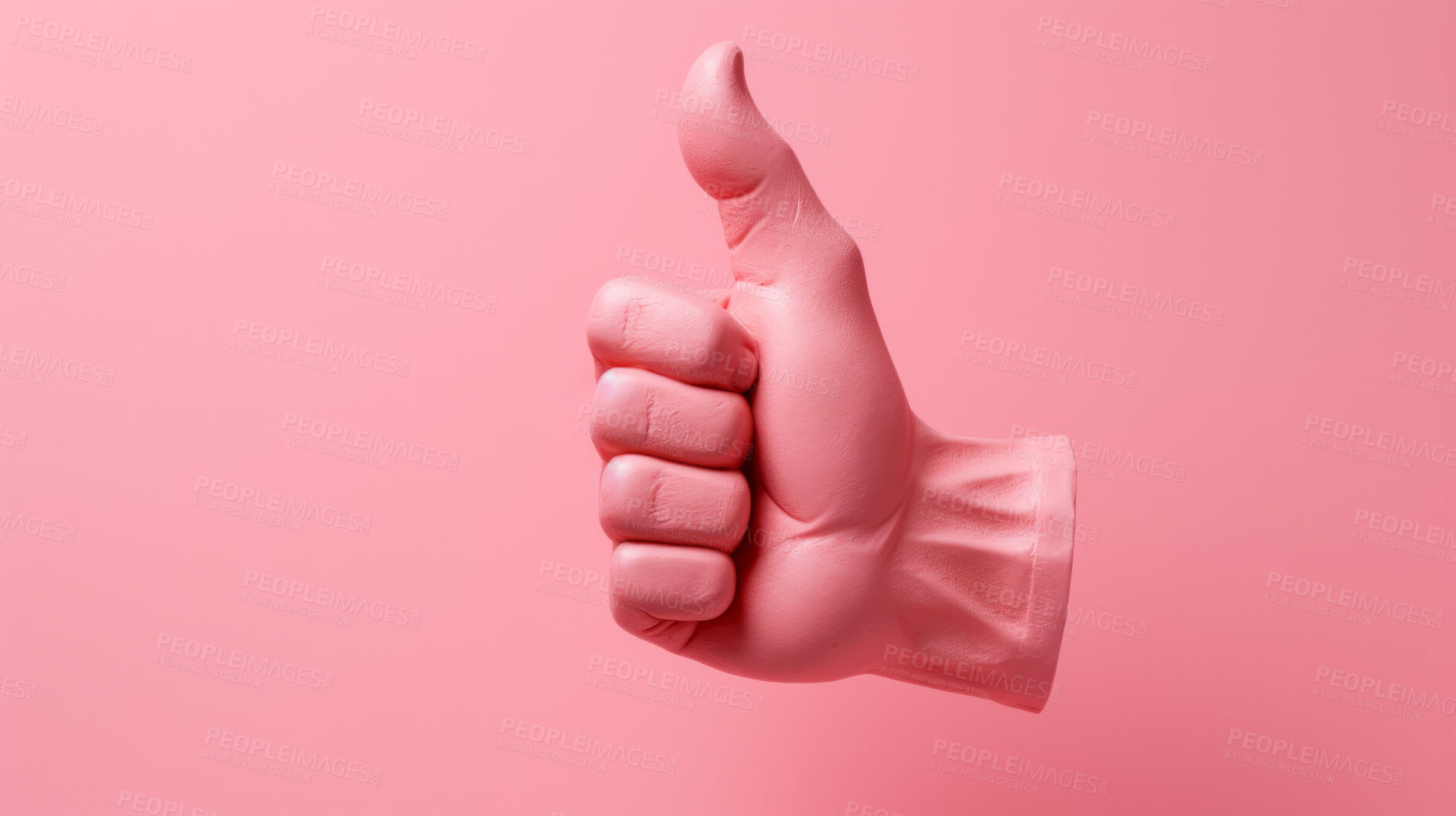 Buy stock photo 3D render of a thumbs up hand gesture to show approval, acceptance and confirmation