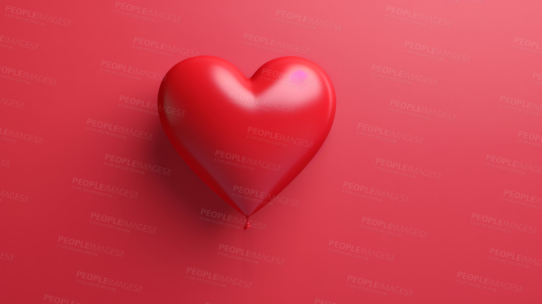 Buy stock photo Red heart balloon emoji or valentine's day icon against a red background