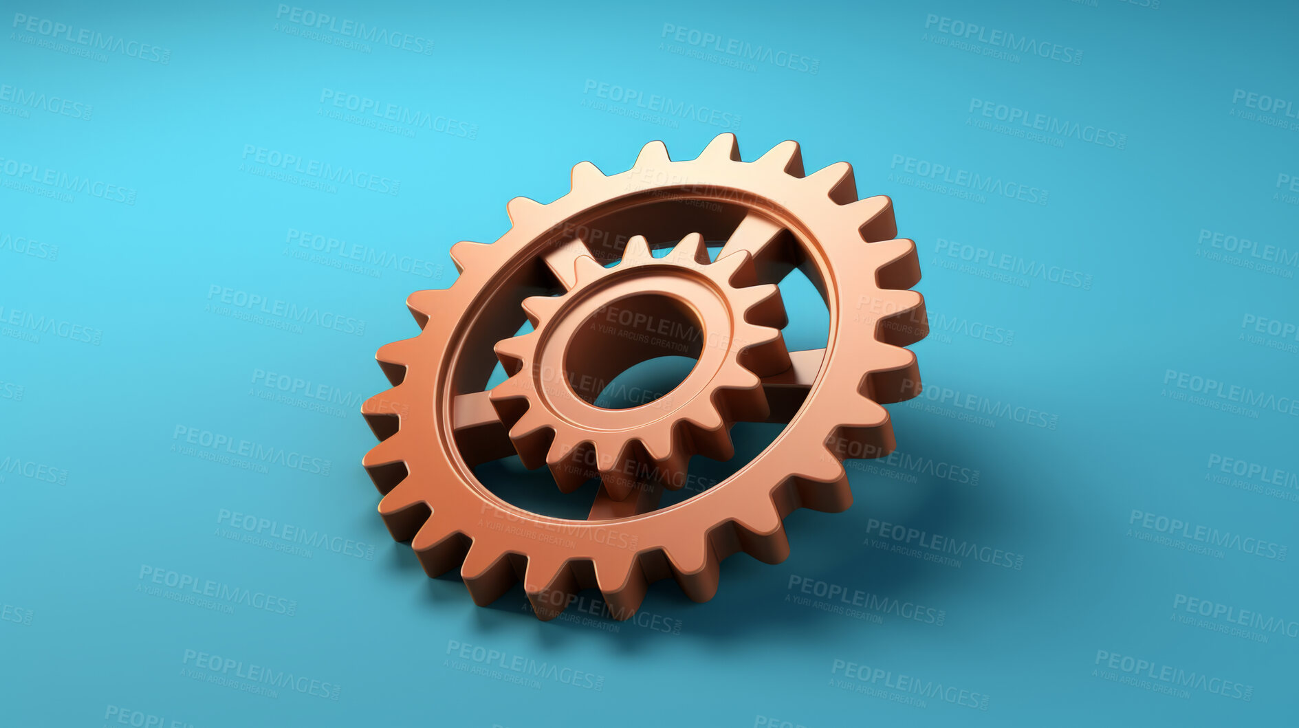 Buy stock photo 3D Settings gear, for seo, app or internet maintenance, against a blue background