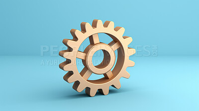 Buy stock photo 3D Settings gear, for seo, app or internet maintenance, against a blue background