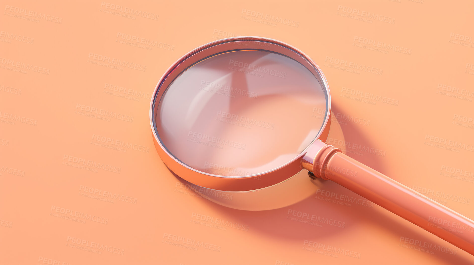 Buy stock photo Magnifying glass or search tool for seo or research against an orange background