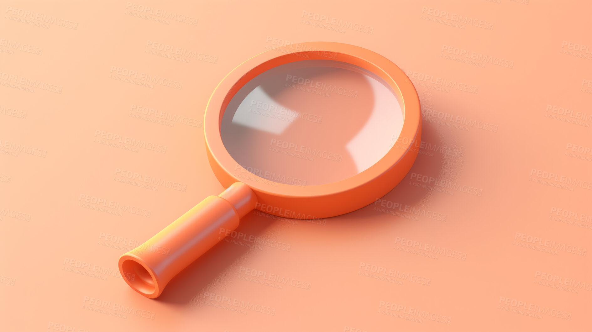 Buy stock photo Magnifying glass or search tool for seo or research against an orange background