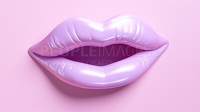 Full lips icon, for cosmetics, lip filler or surgery. Pink lips against a pink background