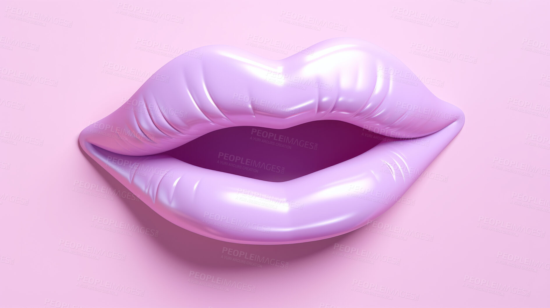 Buy stock photo Full lips icon, for cosmetics, lip filler or surgery. Pink lips against a pink background