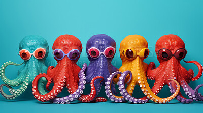 Buy stock photo Colorful octopus. Abstract art background copyspace concept.