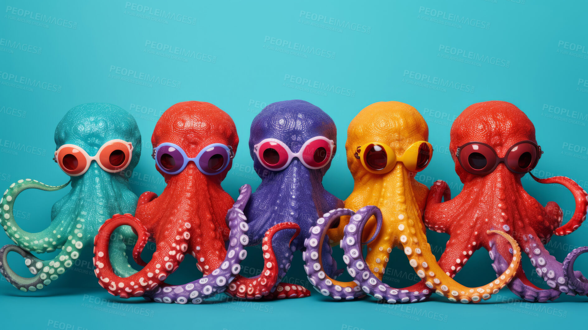 Buy stock photo Colorful octopus. Abstract art background copyspace concept.