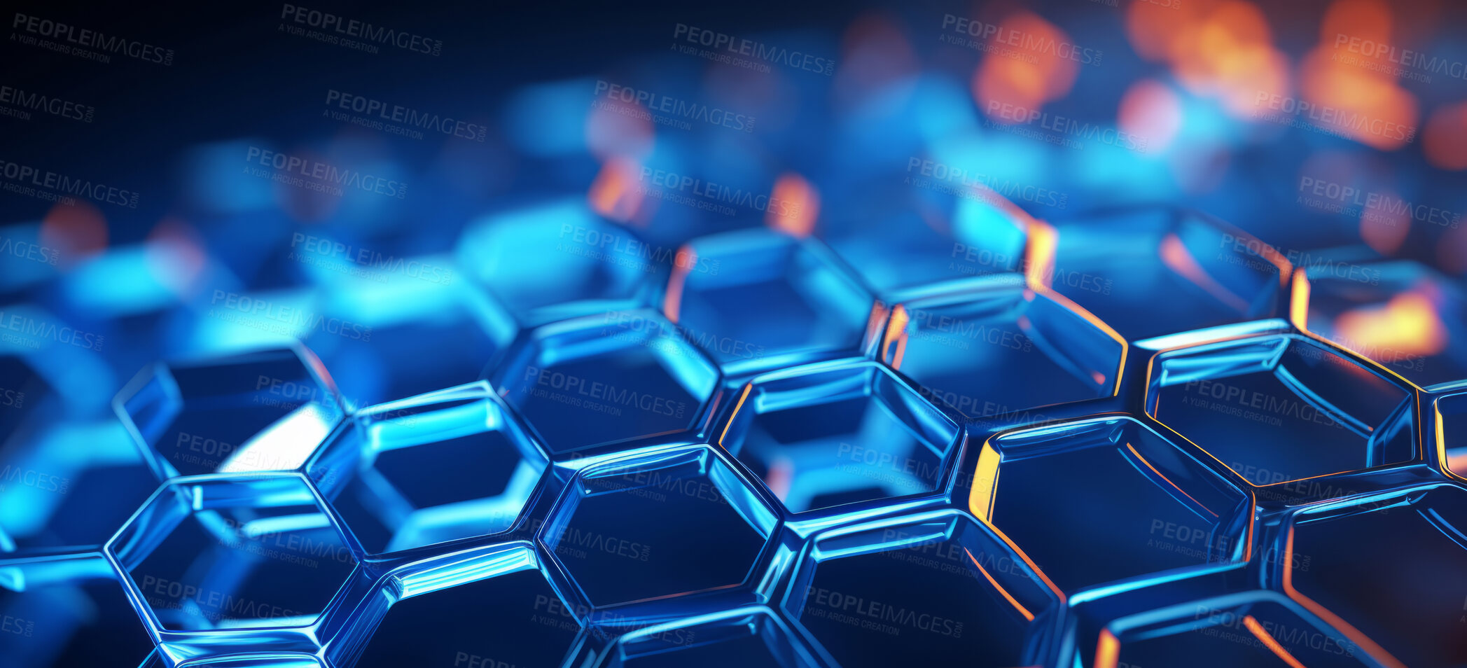 Buy stock photo Glossy geometric hexagonal abstract background. Honeycomb pattern concept.