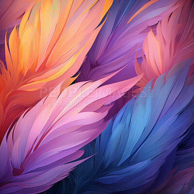 Buy stock photo Closeup colorful feathers creative banner. Abstract art texture detail background