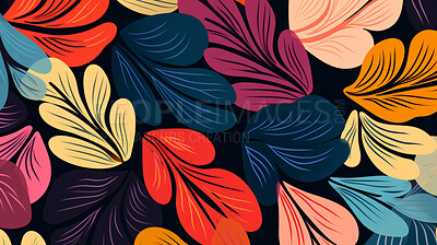 Colorful plant leaf seamless pattern. Vintage leaves background illustration.
