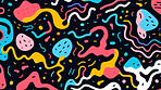 Colorful abstract art doodle shape seamless pattern. Creative shapes background.