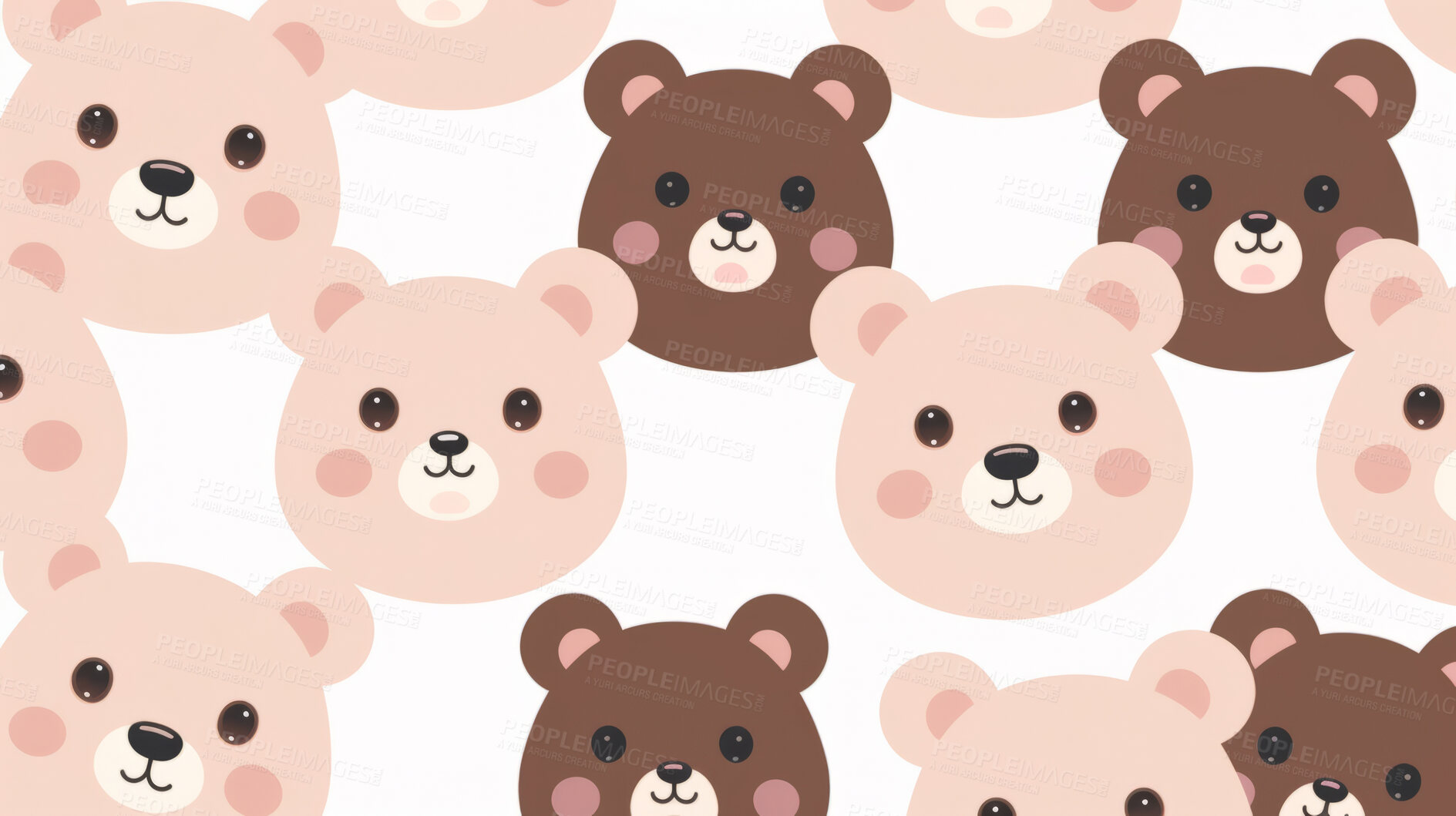 Buy stock photo Seamless pattern with cartoon bears. Background wallpaper design concept