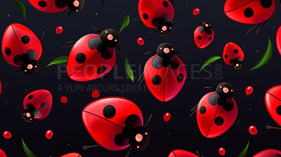 Seamless pattern with cartoon ladybugs. Background wallpaper design concept