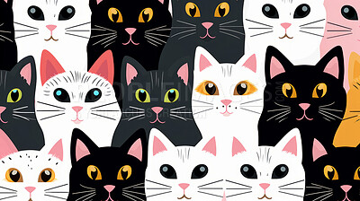 Seamless pattern with cartoon cats. Background wallpaper design concept