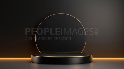 Minimal abstract background for product presentation. Black and gold podium space
