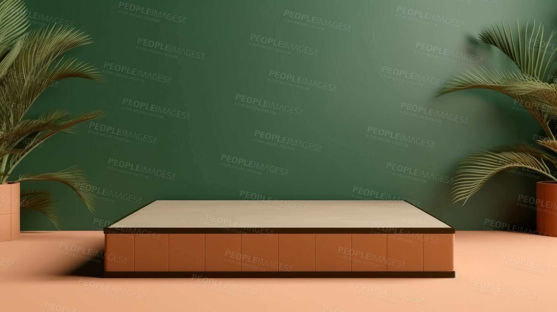 Buy stock photo Minimal abstract background for product presentation. Square podium space