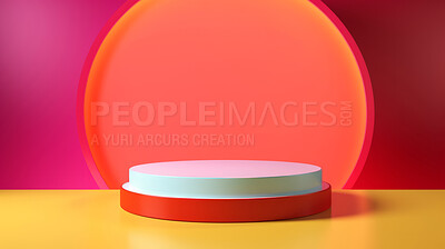 Minimal abstract background for product presentation. Red and white podium space