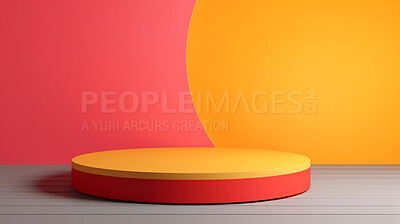 Minimal abstract background for product presentation. Orange and yellow podium space