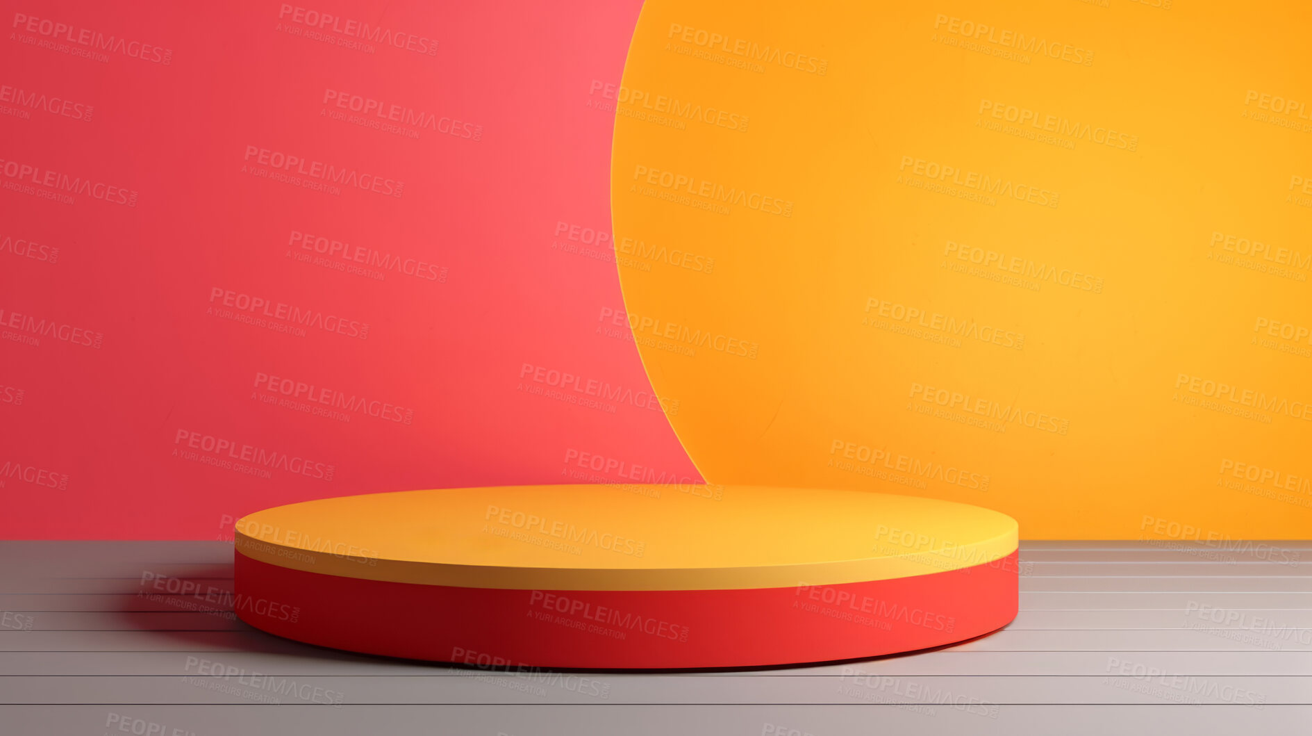 Buy stock photo Minimal abstract background for product presentation. Orange and yellow podium space