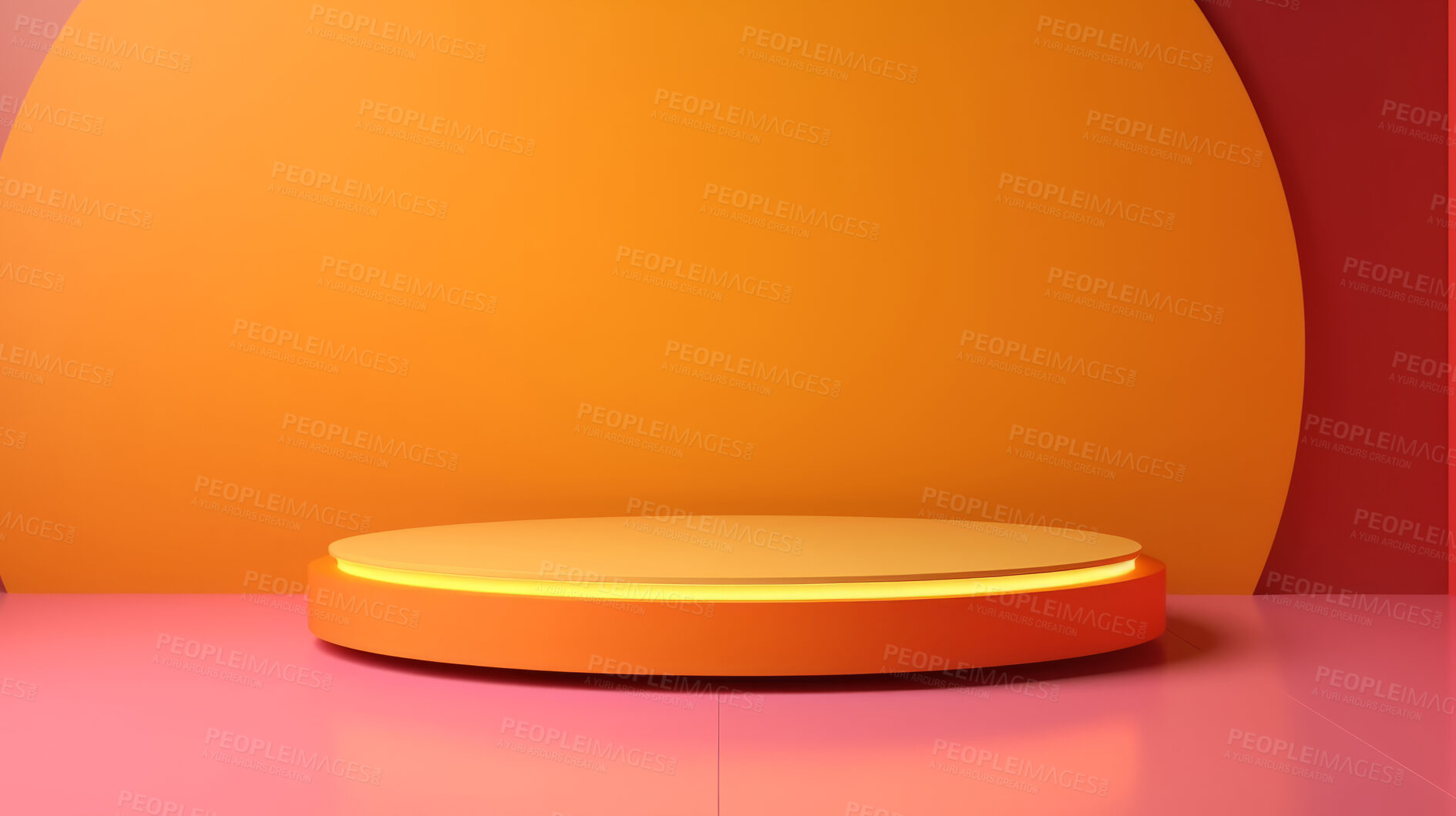 Buy stock photo Minimal abstract background for product presentation. Orange and yellow podium space