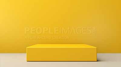 Minimal abstract background for product presentation. Yellow square podium space
