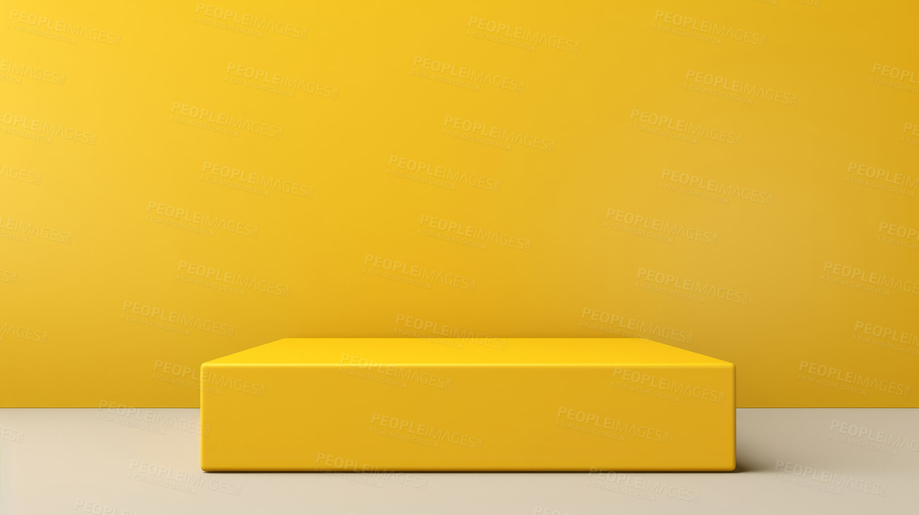 Buy stock photo Minimal abstract background for product presentation. Yellow square podium space