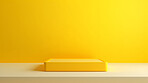 Minimal abstract background for product presentation. Yellow square podium space