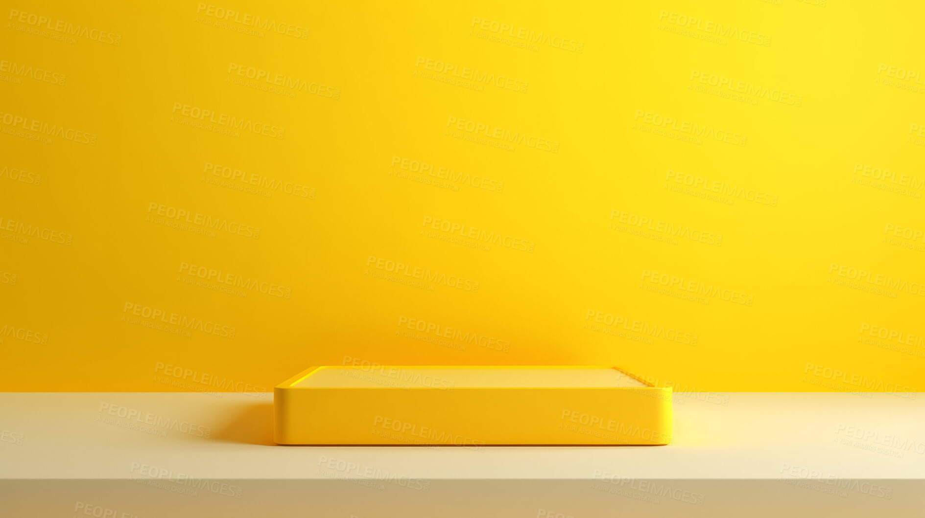 Buy stock photo Minimal abstract background for product presentation. Yellow square podium space