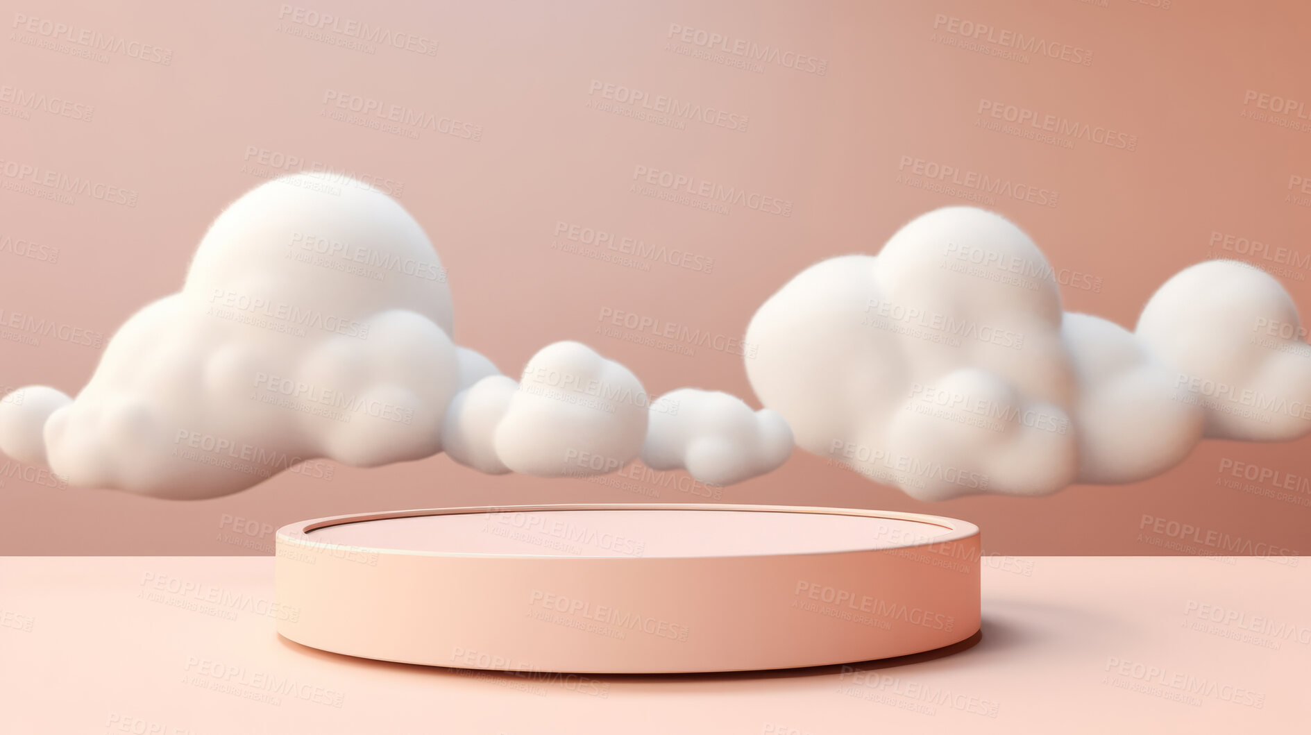 Buy stock photo Minimal abstract background for product presentation. Podium space with clouds