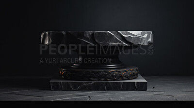 Minimal abstract background for product presentation. Black stone podium space