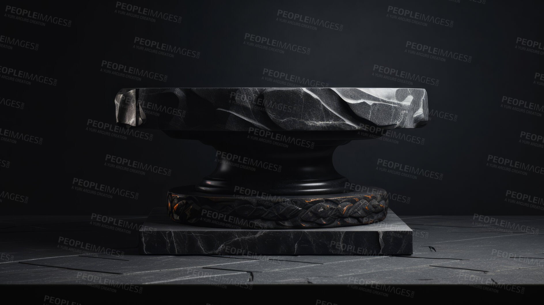 Buy stock photo Minimal abstract background for product presentation. Black stone podium space