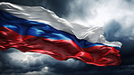 Russia flag in the wind. Symbol for patriotism, freedom, and politics concept